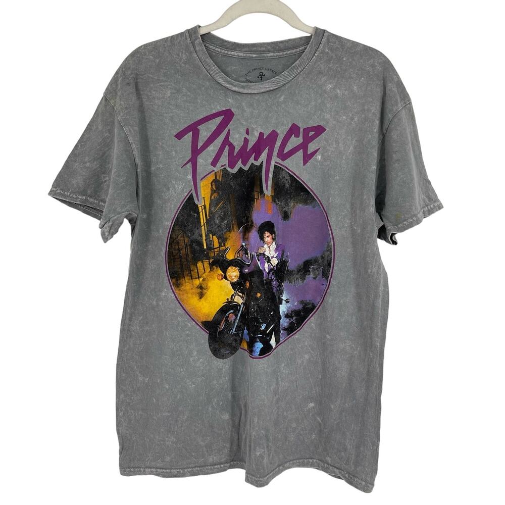 Officially Licensed Prince Purple Rain T-Shirt‎ Gray Acid Wash Large NWOT